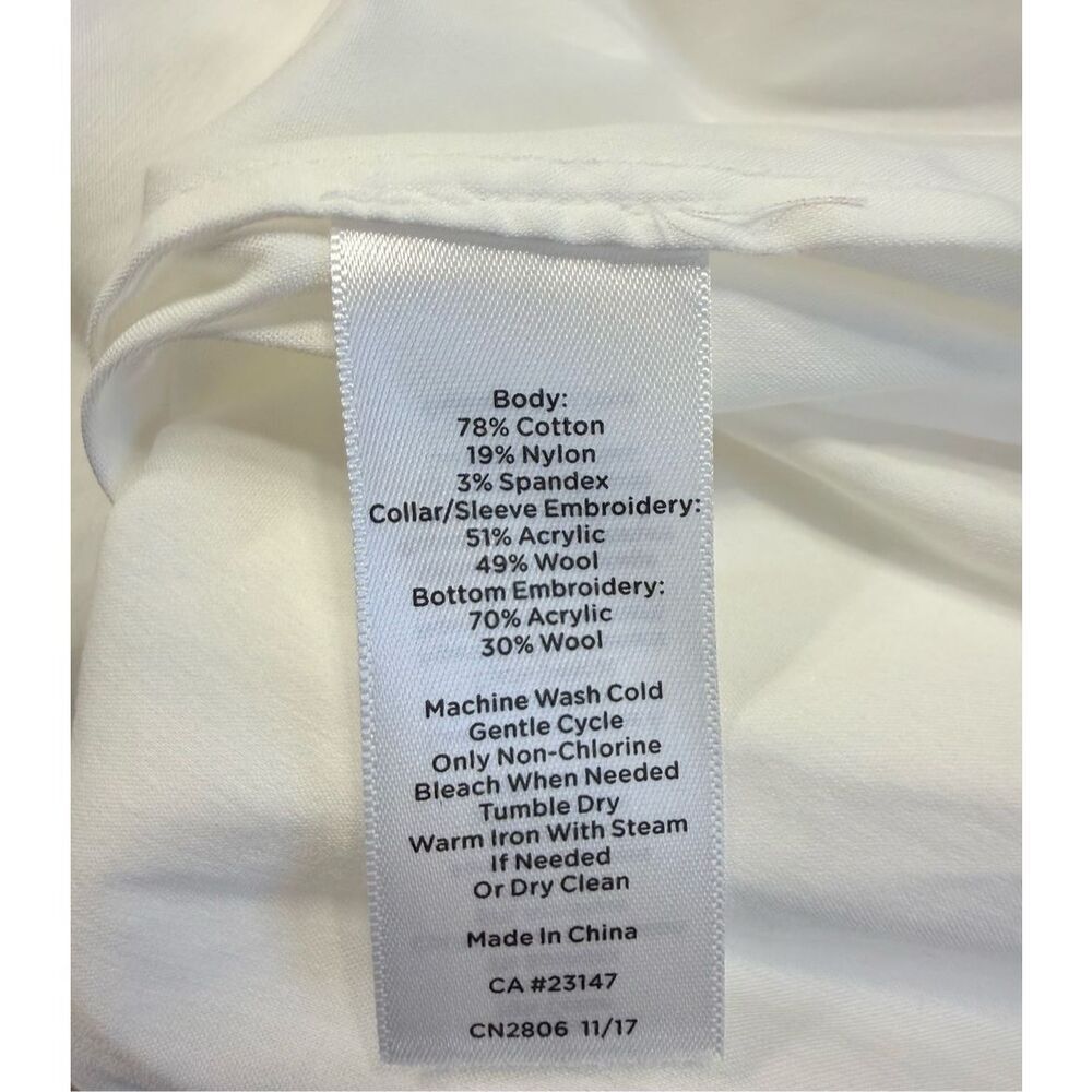 Talbots Womens White Colorful Embroidered Trim Flounce Sleeveless Top XL Spring - Picture 13 of 13